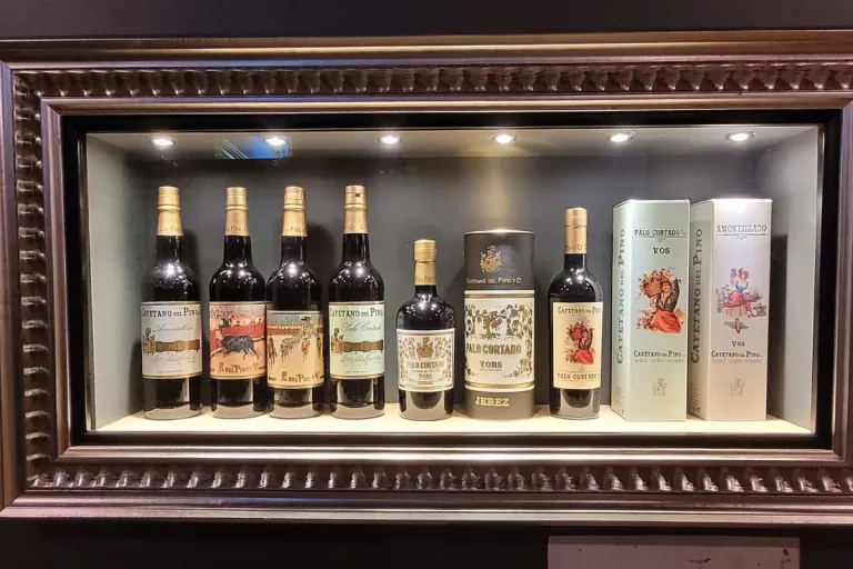 exposicion botellas vino bodega cayetano pino jerez visita guiada bodega jerez de la frontera 1 768x512